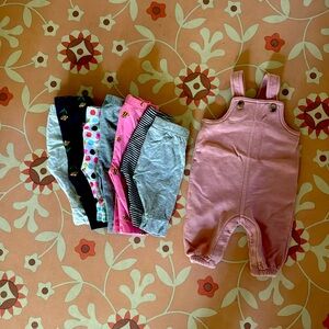 Lot of pants(7)/overalls(1), 0-3 mths